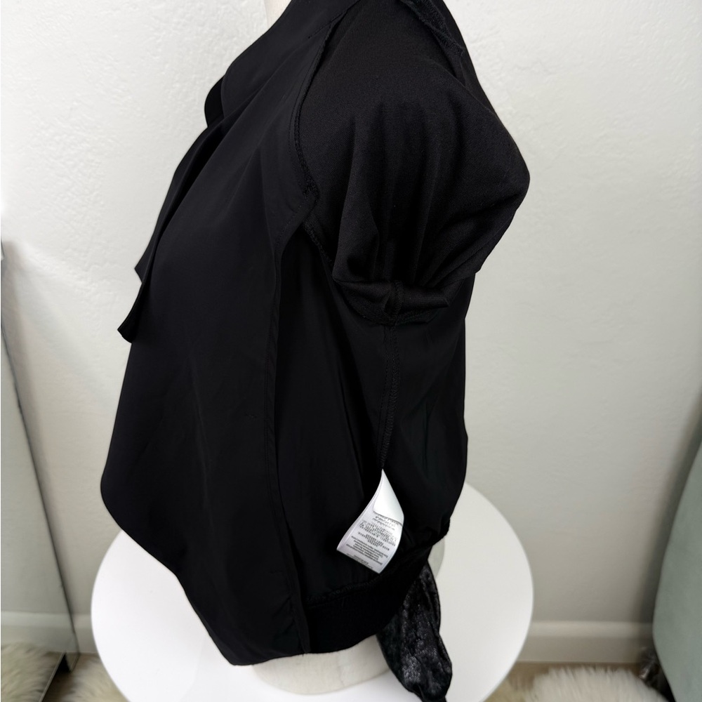 BCBGeneration Black Draped Open-Front Blazer/Text… - image 14